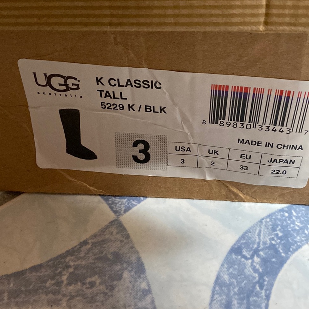 Tall black boot  Uggs.